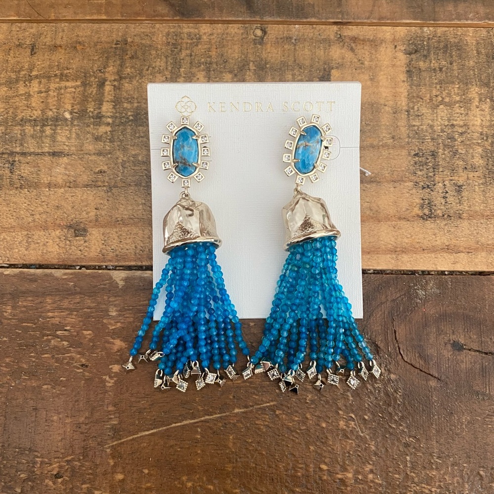 KENDRA SCOTT Blue Decker Tassel Earrings